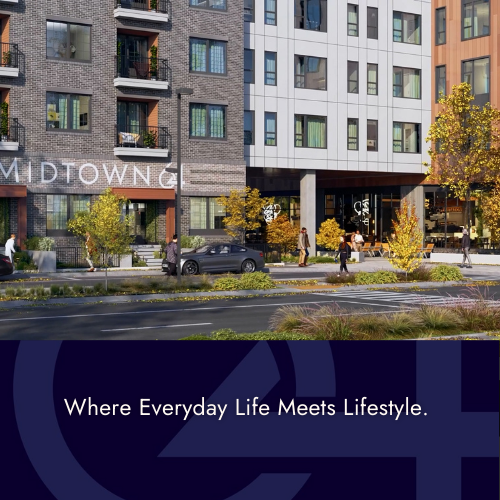 Street-level view of Midtown 64 building